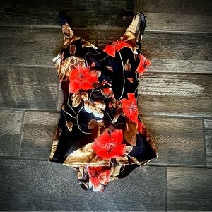 Robby Len Fashions Vintage floral One Piece swimsuit S